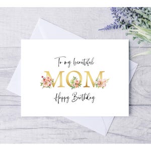 Tarjeta de cumpleaños para mamá, imprimible, descarga instantánea