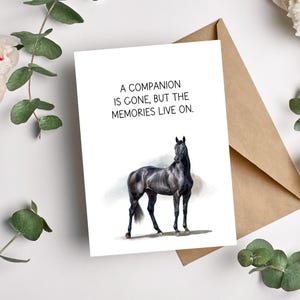 Pferd Trauerkarte, schwarzes Pferd Beileid Karte, Haustier Verlust, Pferd Trauerfall, printable, Instant Download