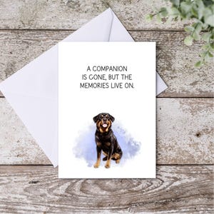 Carte de condoléances Rottweiler, carte de sympathie Rottweiler, perte de chien, perte d'animal de compagnie, imprimable, téléchargement immédiat