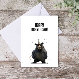 Carte d'anniversaire drôle d'ours pour lui, carte Happy Bearthday, carte d'anniversaire imprimable de jeu de mots, téléchargement immédiat