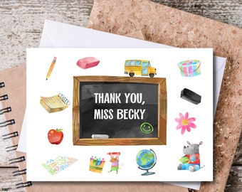 Carte de remerciement personnalisée pour enseignant d'âge préscolaire, carte-cadeau de remerciement pour la maternelle, carte de remerciement pour enseignant de maternelle préscolaire, imprimable