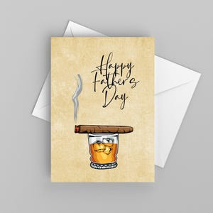 Vaderdag sigaar- en whiskykaart voor papa, Vaderdagkaart voor opa, whisky- en sigaarvaderkaart, afdrukbaar, Instant Download