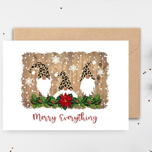 Leopard Gnomes Christmas Card, Printable, Instant Download