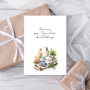 Cartão de aniversário de spa, Cartão de aniversário espetacular para namorada, Cartão de aniversário de esposa, Para imprimir, Download instantâneo