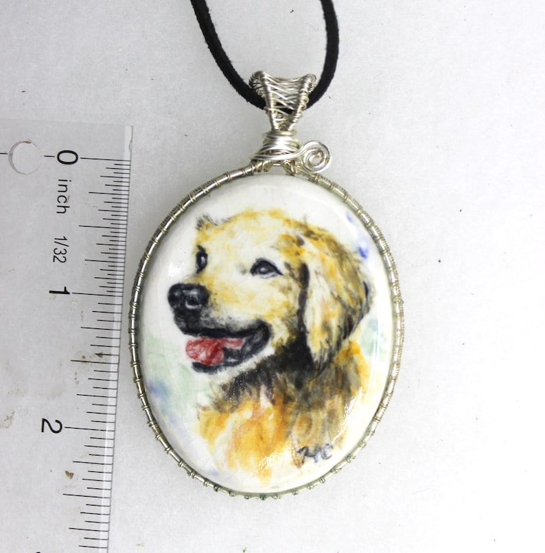 Pet Watercolor ceramic pendant painted by Helen Custom Painting Holiday Special Gift