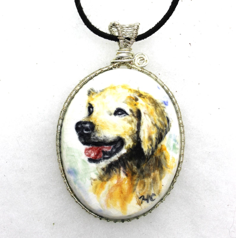 Pet Watercolor ceramic pendant painted by Helen Custom Painting Holiday Special Gift