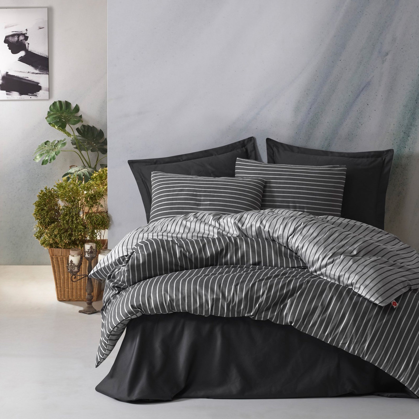 Black Gray Satin Duvet Cover Set Queen Size 1 Duvet Cover 1 Etsy