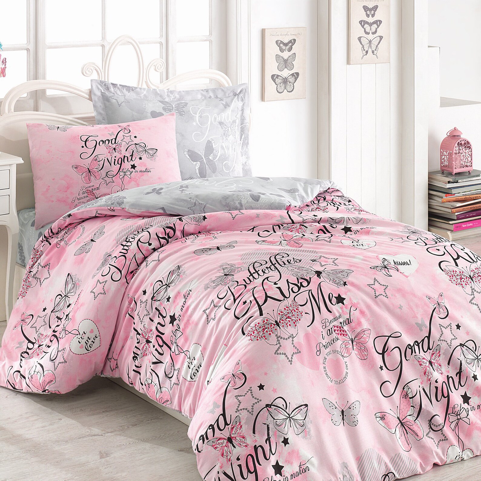 Pink Butterfly Duvet Cover Set Twin Size 1 Duvet Cover 1 Etsy