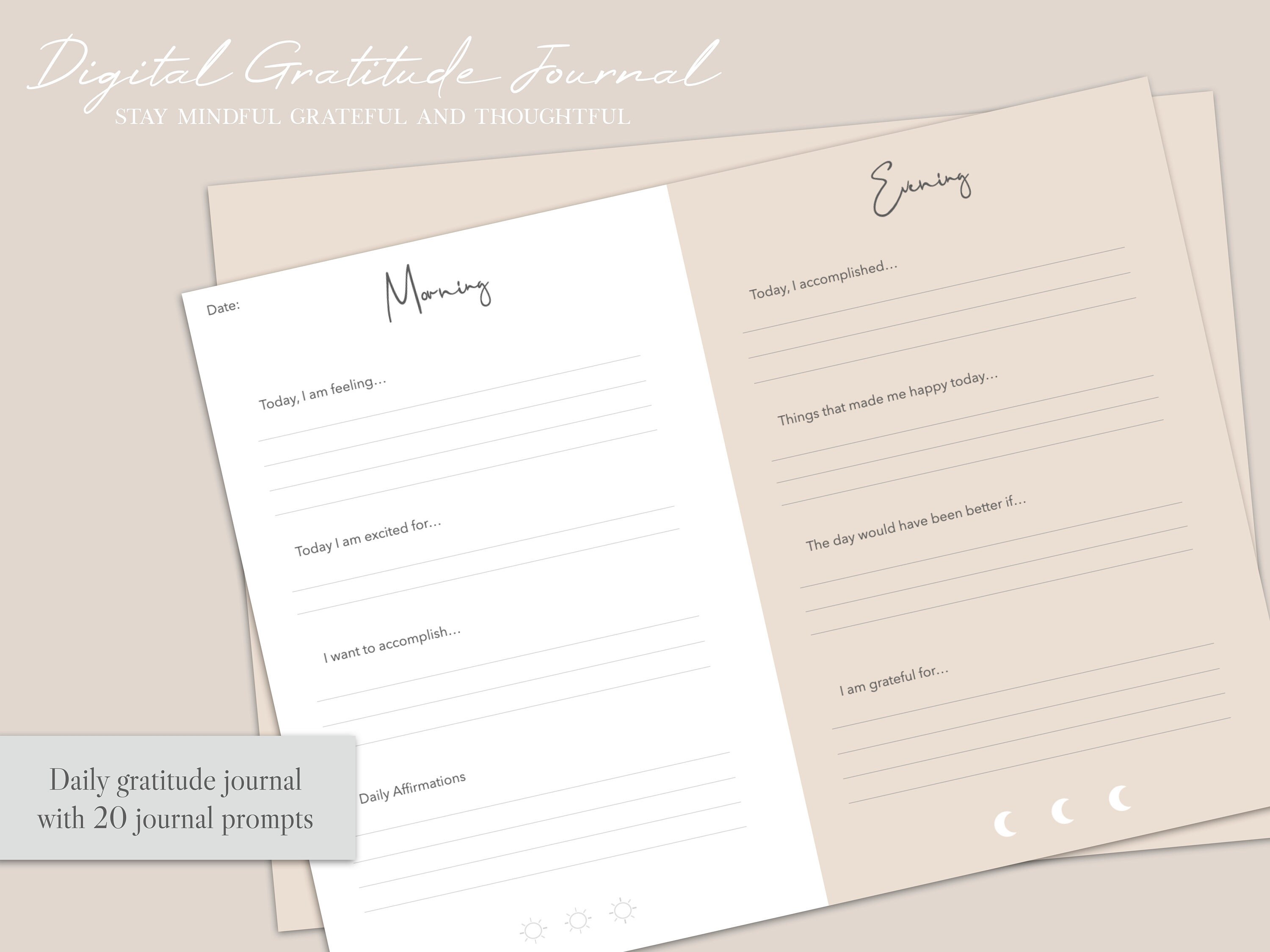 Simple Daily Gratitude Journal PDF 5 minute journal pdf - Etsy España