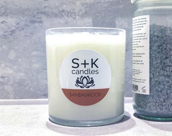 Candela di soia al legno di sandalo da 10 once di snkcandles