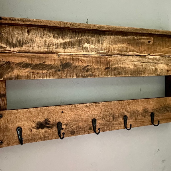 Rustic Rack; solid wood, coat rack, key rack, hat rack, farmhouse