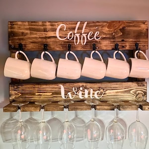 Coffee mug and wine glass rack sale