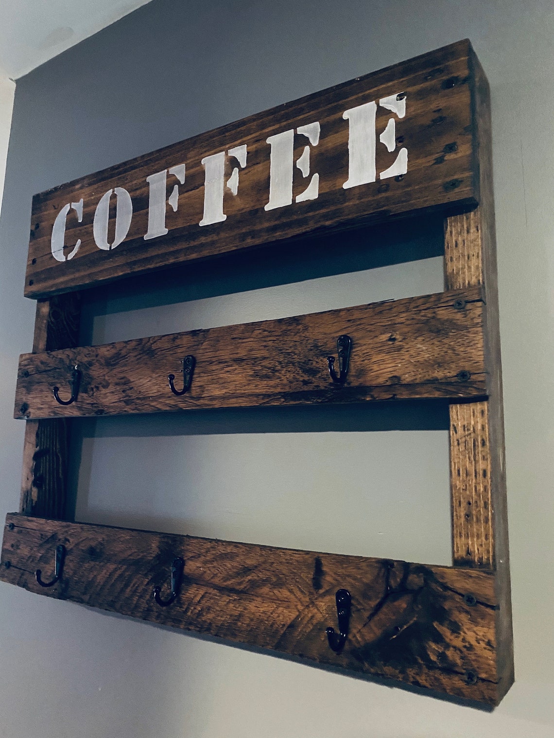 Rack de Café Rústico estante de madera estante de café Etsy