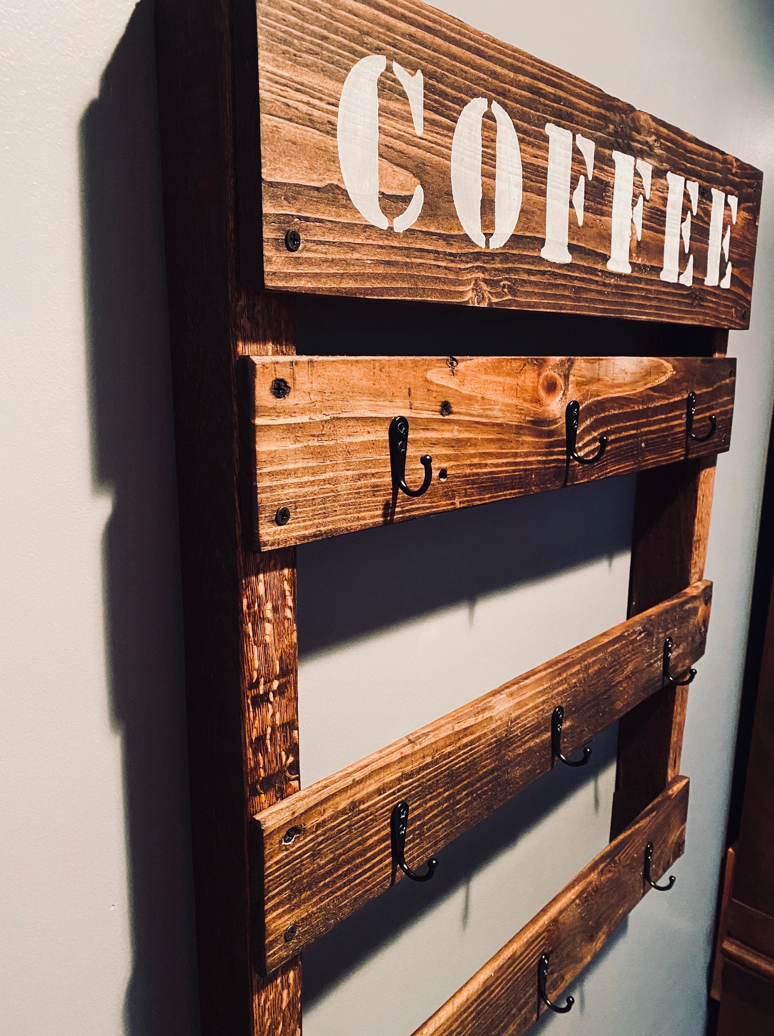 Rack de Café Rústico estante de madera estante de café Etsy