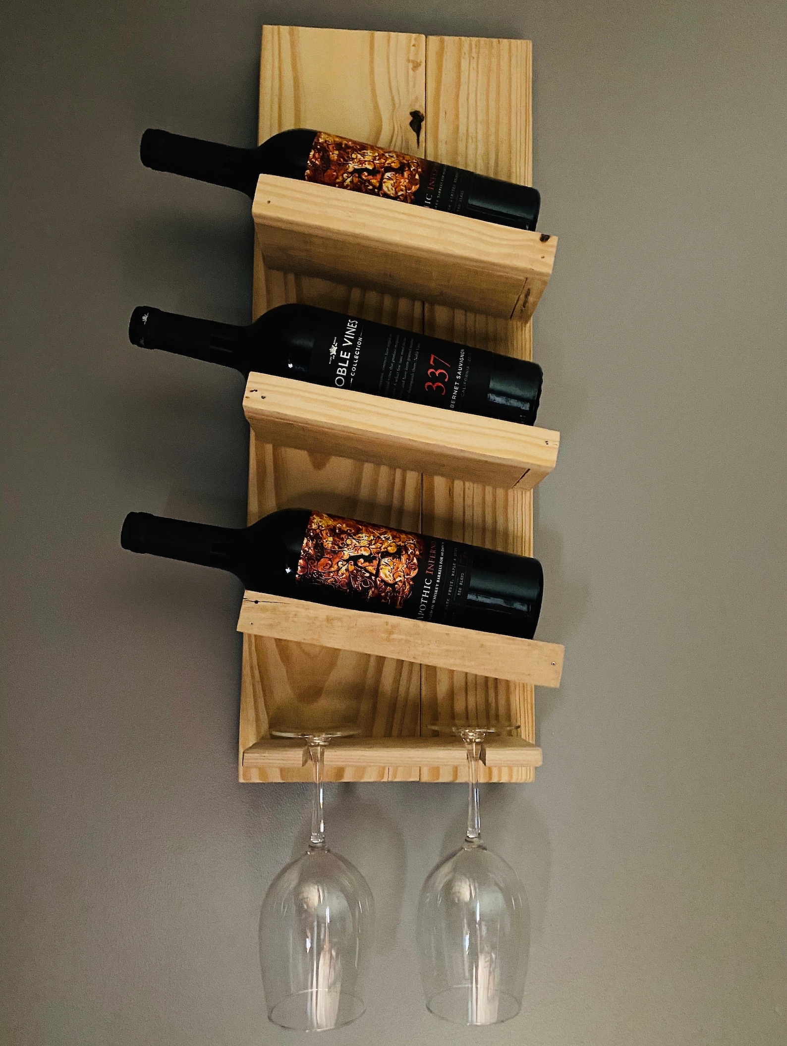 Angled Wine Rack Slanted Wine Rack, Wine Rack, Natural Wine Rack, Wine