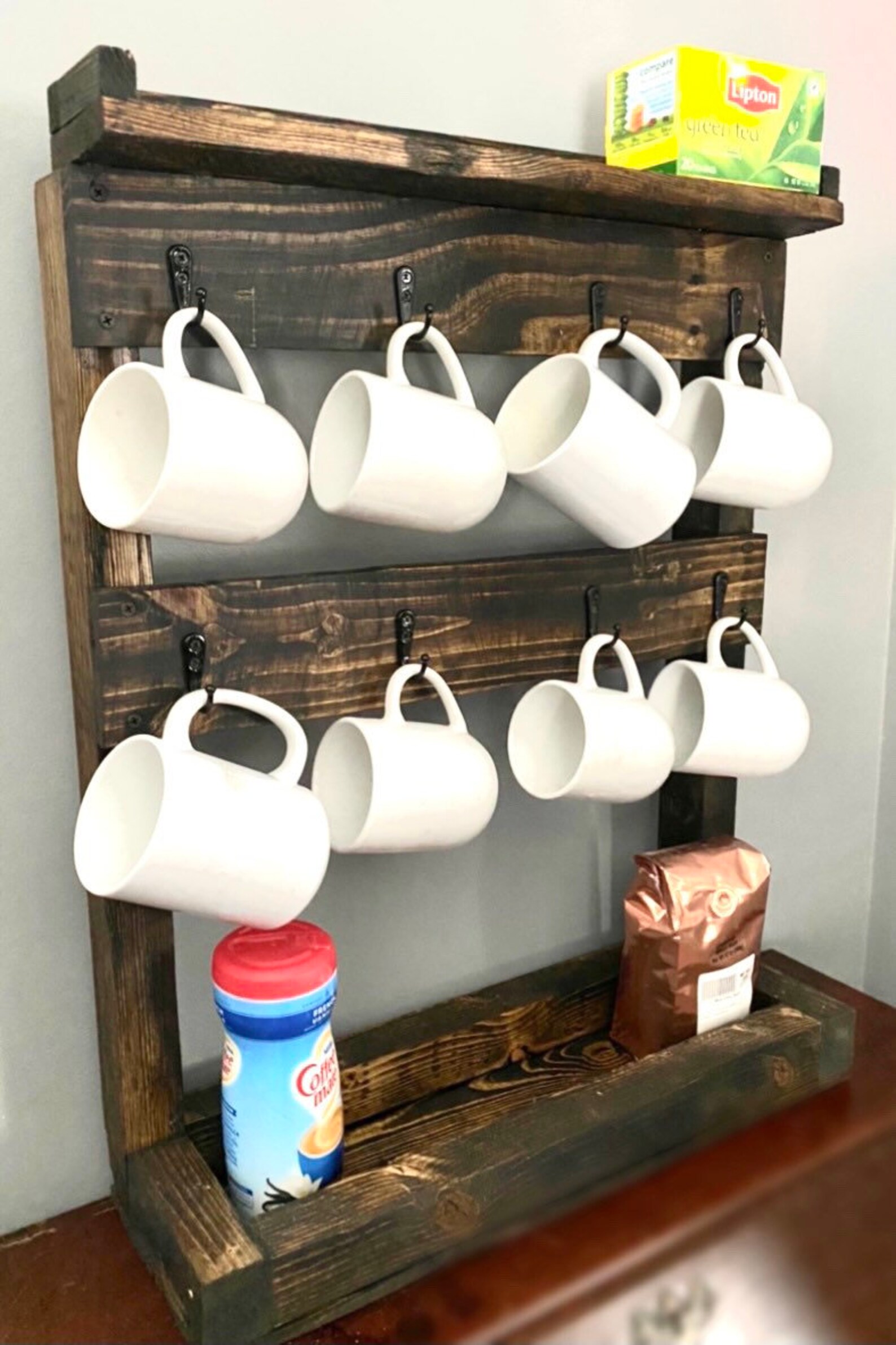 Countertop Coffee Rack coffee bar rustic farmhouse mug Etsy