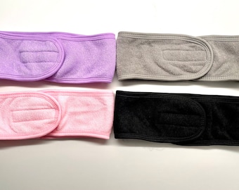 Spa Wrap Headband / cosmetic headband / face wash headband / pearl bow headband / Velcro Wrap Headband