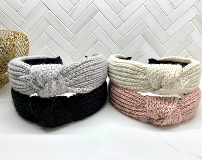 Ribbed Sweater Knit Top Knot Headband