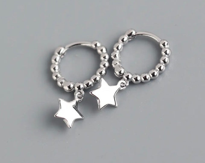 Star and Moon Pendant Earrings