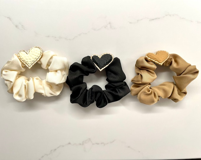 Heart Satin Hair Scrunchie