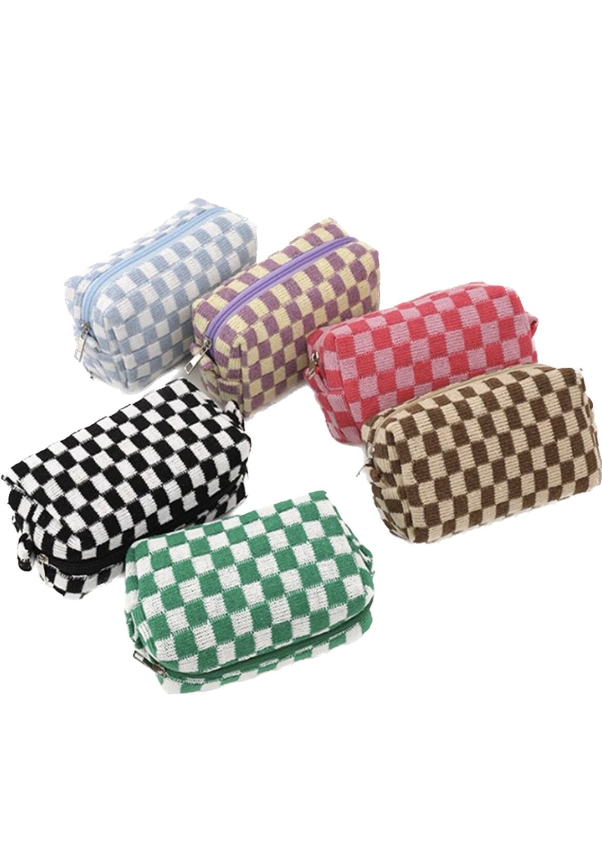 Checkered Pattern Cosmetic Pouch ∙ Trendy Handmade Custom Jewelry