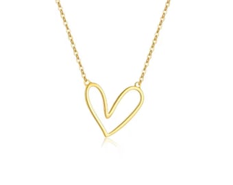 Dainty Heart Necklace Collection • Tiny Gold & Silver Heart Pendants • Minimalist Sketch Heart, Pave Crystal, Vintage Floral Locket