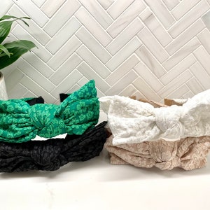 Colorful Center Bow Floral Headband / Bow Headband / Bright Bow Headband / Green Bow Headband /Bow Headband/ Knot Bow Headband