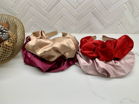 ☺︎ Oversized Ruched Ruffled Headband/ Pink Scrunchie Headband