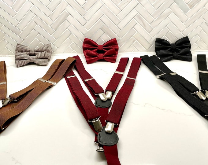 Father and Son Matching Bow Tie and Suspender Set