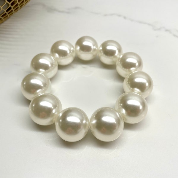 Large Pearl scrunchie elastic / pearl scrunchie / pearl hair tie/ pearl scrunchie elastic