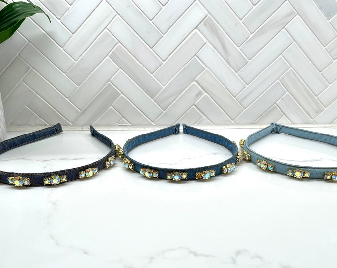 Denim Rhinestone Headband