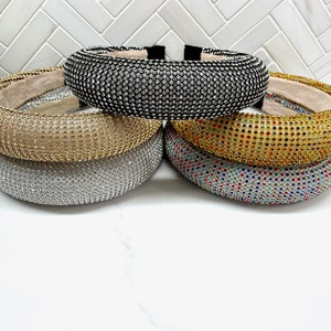 Rhinestone padded headband / gold headband / rainbow headband/ silver headband