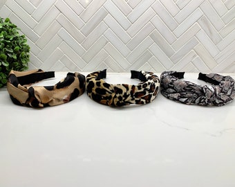 Silk & Velvet Leopard/Snake Top Knot Headbands