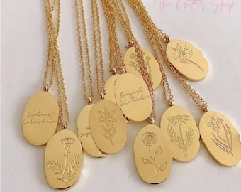 Birth Flower Necklace, Floral Necklace, Birthday Gift, Christmas Present