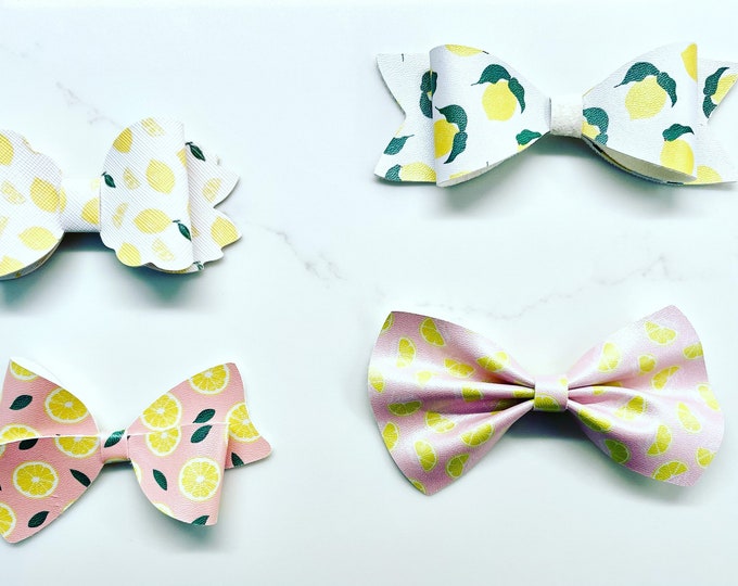 Lemon hair bows / girl hair bows / birthday party gifts / party favors / handmade bows