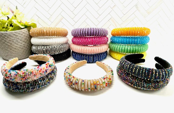 Beaded Gemstone Headband, Multicolor Rhinestone Headband  display picture 3