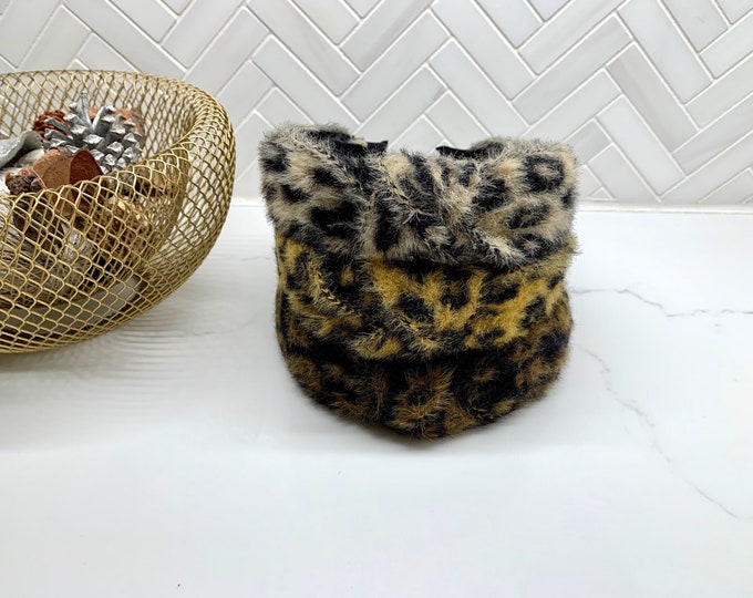 Fur Leopard Top Knot Headband