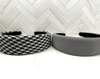 Thick Houndstooth Sponge Puff Headband