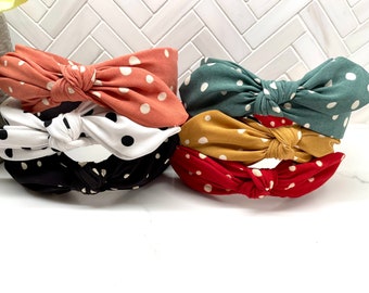Side Polka Dot Bow Headband