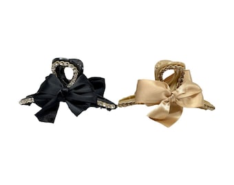 Diamond Silk Bow Hair Clip