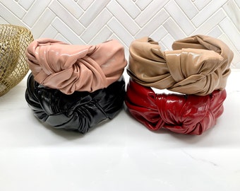 Classic Faux Patent Leather Thick Top Knot Headband