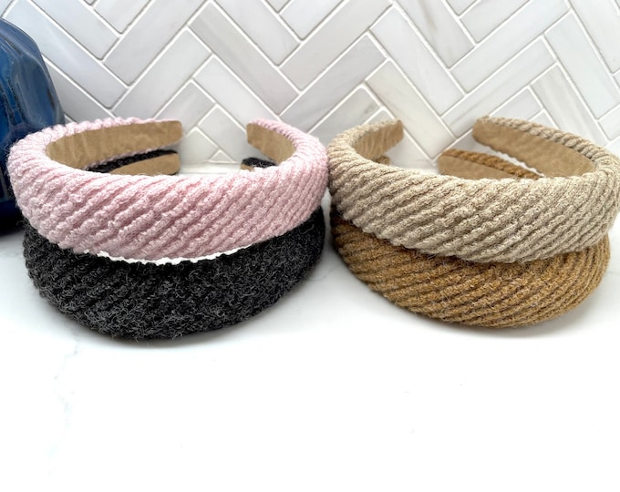 Ribbed Knit Sponge Puff Headband