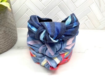 Denim Tie Dye Top Knot Headband
