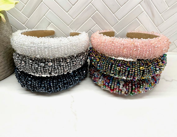Beaded Gemstone Headband, Embellished Hair Accessory - Etsy display picture 2
