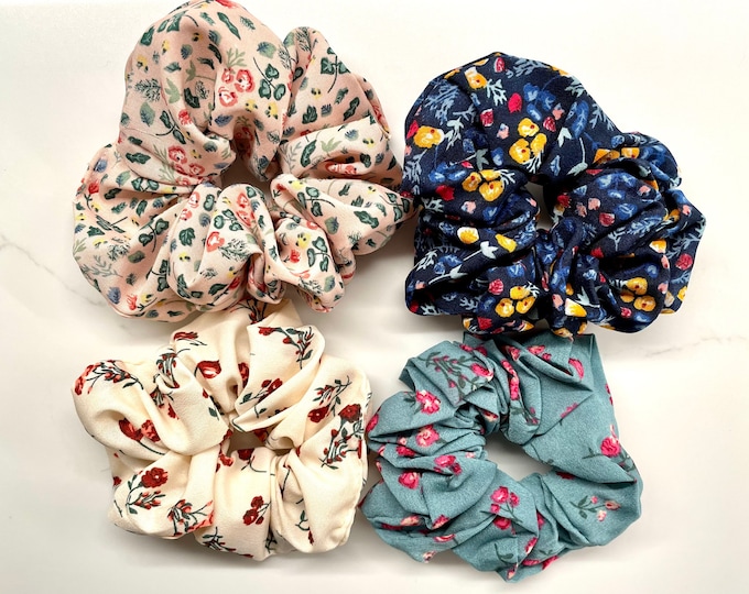 Floral Silk Hair Scrunchie