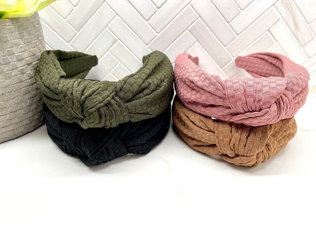 Wide Soft Knit Top Knot Headband / Black Top Knot Headband / Etsy