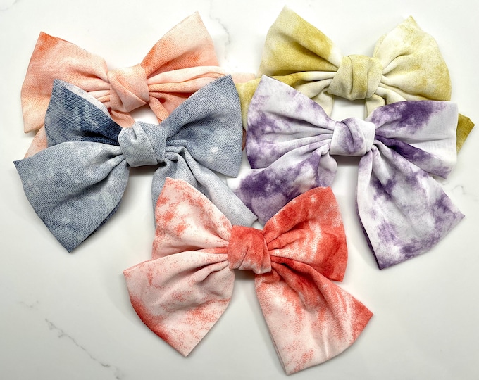 Oversized Satin Tie Dye Barrette Bow