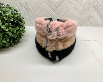 Warm Knitted Top Knot Headband