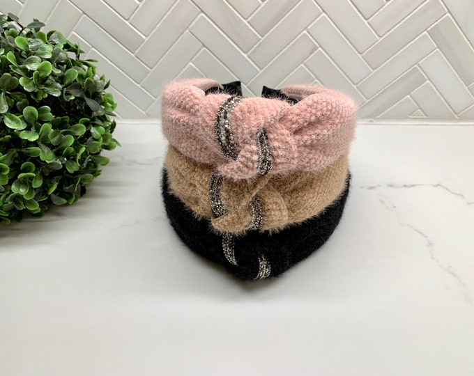 Warm Knitted Top Knot Headband