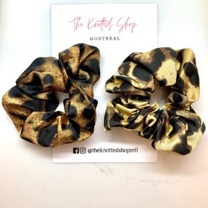 Leopard Satin Hair Scrunchies, Animal Print Hair Ties